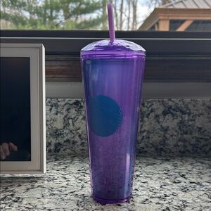 EUC Starbucks Iridescent Purple Tall Tumbler with Straw